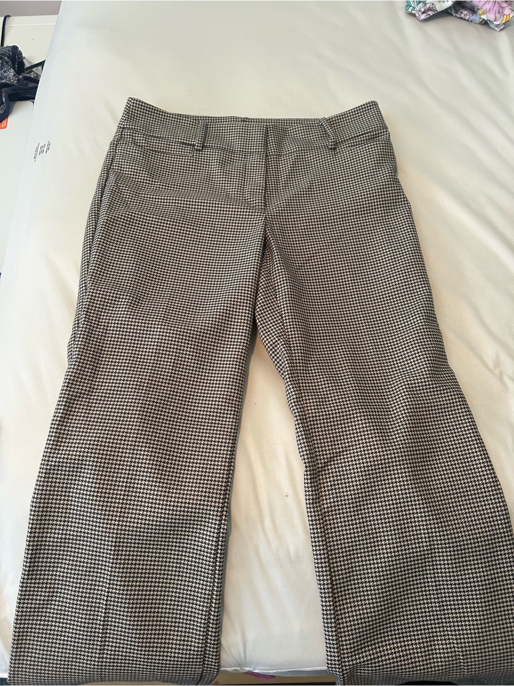LOFT Black and White Houndstooth Boot-Cut Pants